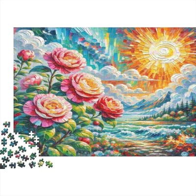 Bloemen Puzzel - Landschap Legpuzzel - Ontspanning en Plezier - 1000 Stukjes - 52 x 38 cm - Niet gespecificeerd