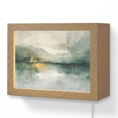 Wandlamp 20x15 cm - Oplaadbaar - Groen - Modern - Abstract - Goud - Wandlampen binnen woonkamer - Slaapkamer lamp met kabel - Decoratieve nachtlamp - Vloerlamp snoer