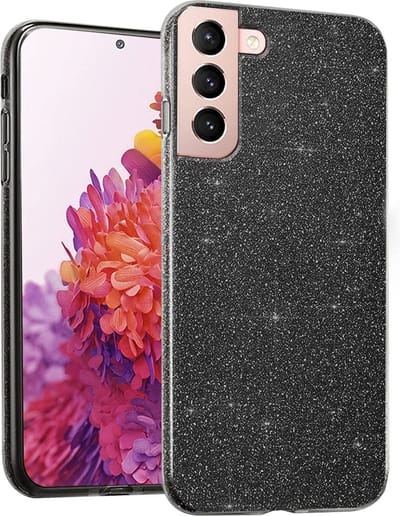 Hoesje Geschikt Voor Samsung Galaxy S22 hoesje glitter backcover – Zwart – oTronica