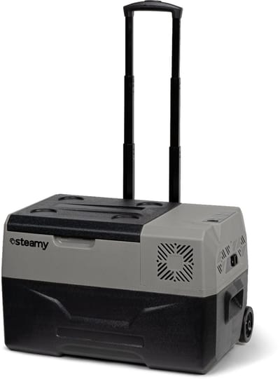 Steamy-E Single Zone Elektrische Compressor Koelbox Op Wielen - 28 liter - 12V en 230V - voor auto en camping - Grijs