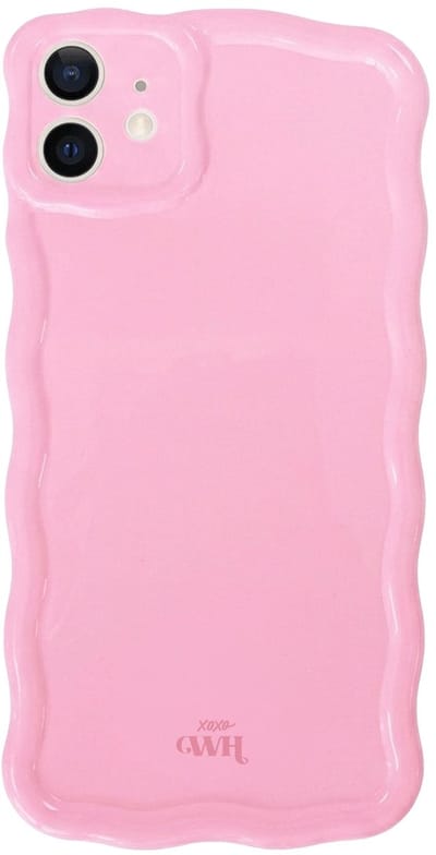 xoxo Wildhearts Glossy Wavy Case Bubble Blush telefoonhoesje - Geschikt voor iPhone 12 - Golvend hoesje - Glimmende silicone case met golven - Vlekbestendig - Camerabescherming - Roze