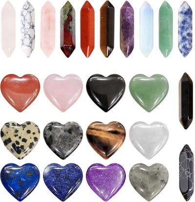 Dailygoods- Kristallen Set 24 Stuks - Helende Kristallen - Reiki Kristallen - Chakra Stenen - Meditatie Stenen - Natuurlijke Decoratie - Perfect Cadeau - Geneeskrachtige Stenen