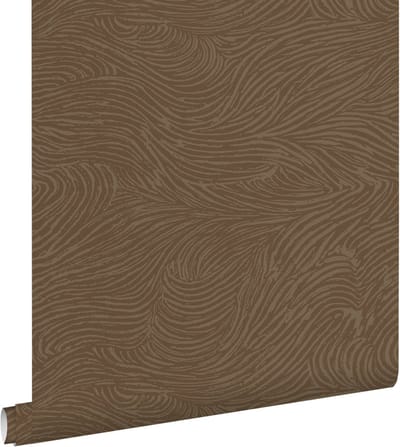 ESTAhome behang 3d golvende lijnen bruin - 50 x 900 cm - 131366