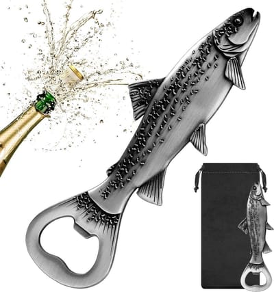 Flesopener Forel - Vis Flesopener - Bier Flessen Openen - Vormgegeven als Forel - 137 cm - Zilver