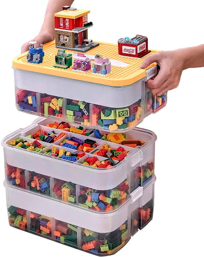 Unyqoos® Modulaire Opbergdoos met Bouwplaatdeksel voor Creatief Spel en Organisatie