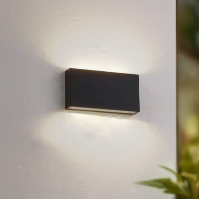Lindby LED buiten wandlamp Jarte, zwart, metaal, 17 cm, IP54