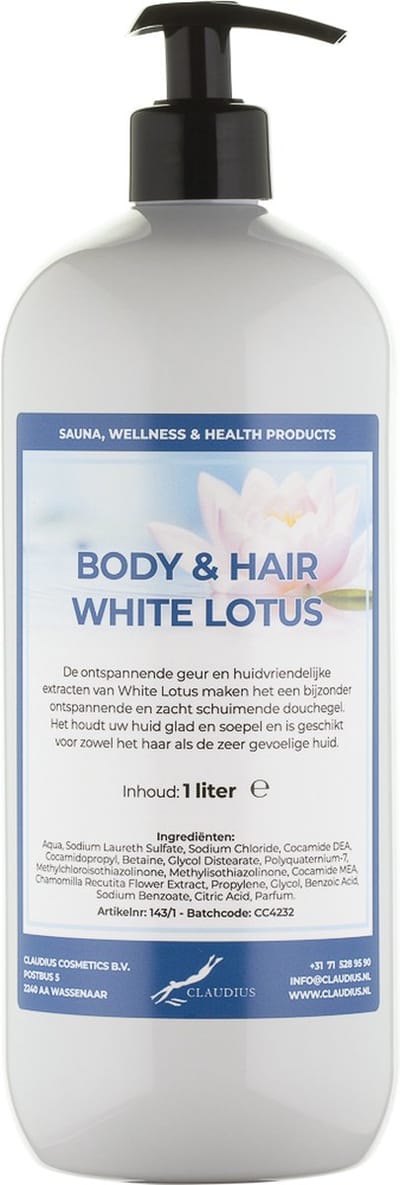 Body & Hair White Lotus 1 Liter - met gratis pomp - 2 in 1 voor lichaam en haar.