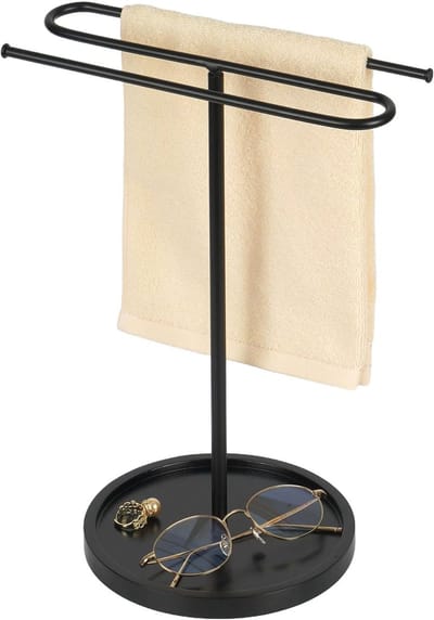Handdoekhouder - Handdoekenrek - Badkamer Keuken - Stabiele Verzwaarde Basis - 14 Inch Hoog - Zwart