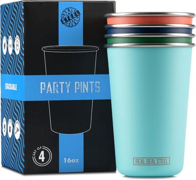 Stapelbare RVS Pintbekers Set van 16 - BPA-vrij Drinkglazen voor Feestjes en Buitenactiviteiten