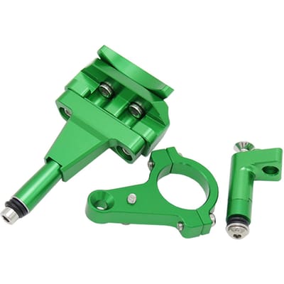 Kit de support de montage de contrôle de sécurité inversé linéaire de stabilisateur d'amortisseur de direction de moto vert