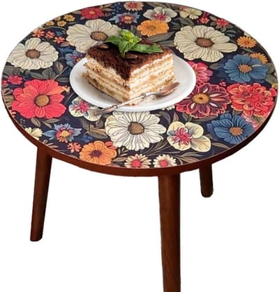 Houten bijzettafel - Ronde tafel - Decoratieve sfeerversterker - Stabiel driehoekig ontwerp - 40 x 40 x 47 cm - Uniek