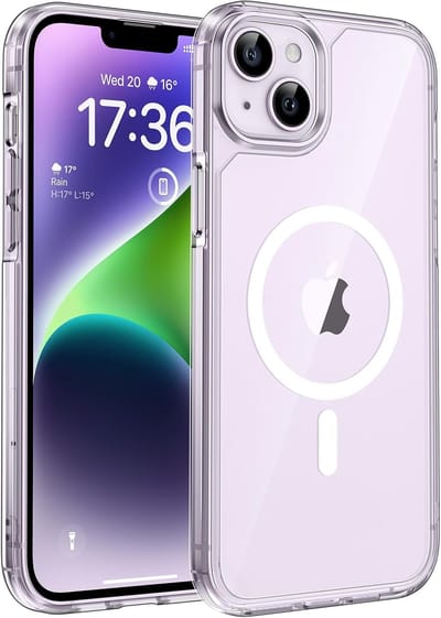 voor iPhone 14 Plus Case Compatibel met MagSafe, Wordt nooit geel, Schokbestendig Anti-vingerafdruk Anti-slip Dunne Slagvaste Hoes 6,7-Inch, Transparant