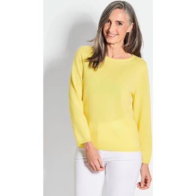 Pullover van kasjmier met boothals - geel - Gr. 38 van Goldner Fashion