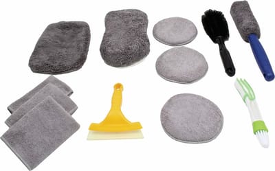 SATRA Autowas set 12 delig autowasborstel, velgenborstel, spons, washandschoen, droogdoek