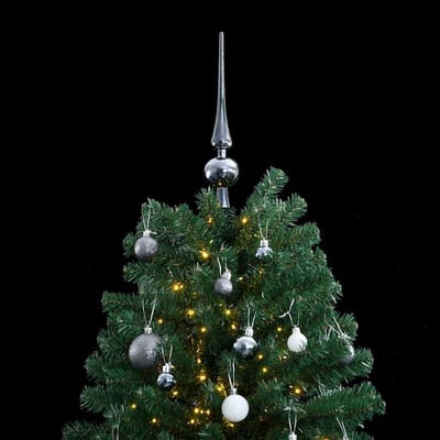 vidaXL - Kunstkerstboom - met - scharnieren - 300 - LED's - en - kerstballen - 240 - cm