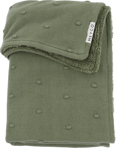 Meyco Baby Mini Knots teddy ledikant deken - forest green - 100x150cm - 2.0 TOG