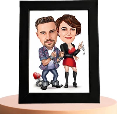 Karikatuur Liefde Man & Vrouw - Karikatuur met Jouw Foto - Cadeau - Verjaardag - Kerst - Kado - Valentijn - Gepersonaliseerd Cadeau