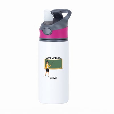 Hacebo® - Later word ik leraar waterfles met rietje roze - Leraar - Leraren - Docent - juf - meester - water fles - 650ML