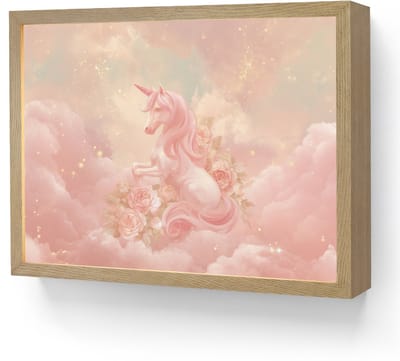 Wandlamp 40x30 cm - Oplaadbaar - Eenhoorn - Wolken - Roze - Wandlampen binnen woonkamer - Slaapkamer lamp - Decoratieve nachtlamp - Vloerlamp draadloos