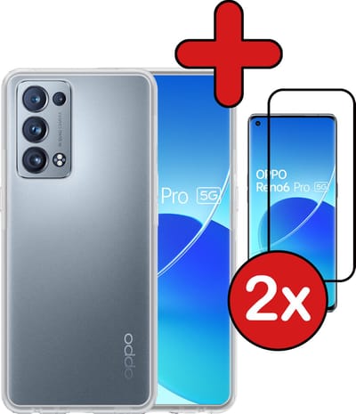 Hoesje - Met 2x Screenprotector - Geschikt voor OPPO Reno 6 Pro - Sterk & Shockproof - Telefoon Hoes - Back Cover - Siliconen Case - Telefoonhoes - Transparant