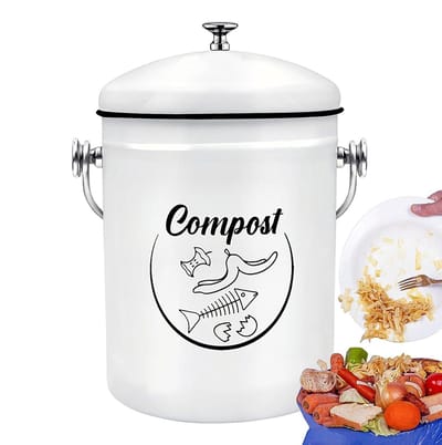 Keuken Compostbak - Afvalbak Keuken - Voedselresten Verzamelen - Geurvrij Deksel - 5 Liter - Zwart