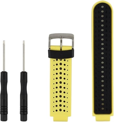 Siliconen bandje - geschikt voor Garmin Forerunner 220 / 230 / 235 / 620 / 630 / 735XT / Approach S20 / S5 / S6 - zwart-geel