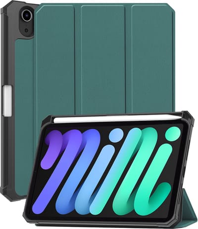 Hoesje - Geschikt voor Apple iPad Mini 7 (2024) - 8.3 inch - 7e Generatie - Dun & Stevig - Trifold Bookcase - Hard Cover Case - Met Uitsparing Geschikt voor Apple Pencil - Hardcover Book - Tablet Hoes - Donkergroen