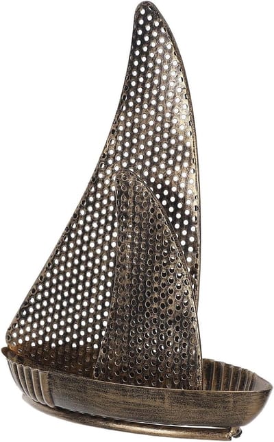 Sieradenhouder Bootvorm - Sieradenschaaltje Decoratief - Sieraden Opbergen - Mediterrane Stijl - 25x20x10.5 cm - Goud