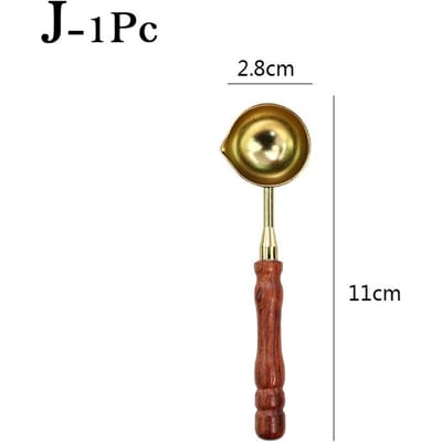 1 cuillère à cire à cacheter rétro avec manche en bois, cuillère à fondre pour laque, pour granulés de cire, carte d'invitation, décoration artisanale brown