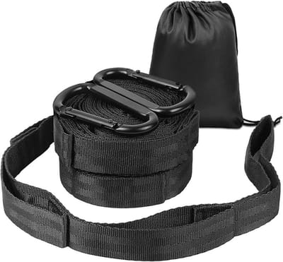 Hangtouw Set - Schommelriemen Koord - Hangmat Ophangen - Verstelbaar 5+1 Ring - 2 Meter Lengte - Zwart