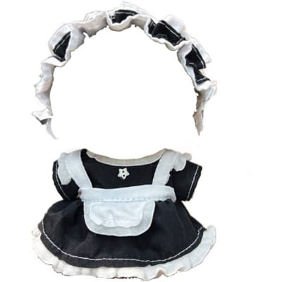 Meisjeskostuum 10cm Poppenjurk Retro Meerkleurige Pluche Poppen Cartoon Rok Rok Kant Katoenen Poppen Halterjurk Poppen Decoratie zwart
