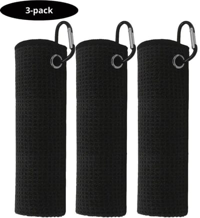 Nivard Golf Handdoek - Golfhanddoek - Golf Accessoires - Towel - Comfortabel - Zwart - 3 Stuks