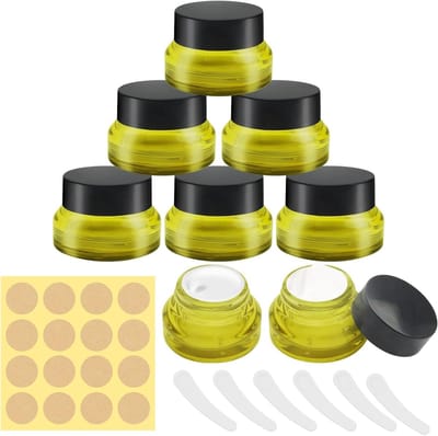 Set van 6 Lege Crème Potjes van 30ml met Deksel en Labels - Ideaal voor Crèmes, Lotion en Cosmetica
