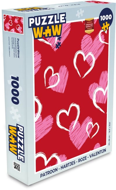 Puzzel Patroon - Hartjes - Roze - Valentijn - Legpuzzel - Puzzel 1000 stukjes volwassenen
