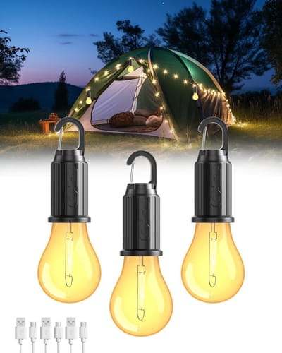 Thijox - Oplaadbaar Campinglicht - Waterdichte Tentlampen - 3 Lichtstanden Campinglantaarns - Perfect voor Kamperen, Hiking, Vissen, Backpacking - 3 S