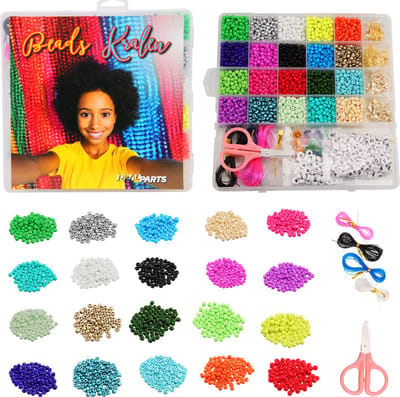 Vardaan Kralen Set - DIY Sieraden Set - 6000 kralen - 2mm Glaszaad Kralen - 20 Kleuren - Inclusief Elastisch Draad - Schaar - Gouden Sluiting - Knutselen - Kralen Set Creative Kit - Armbandjes - Kralenketting - Kralendoos
