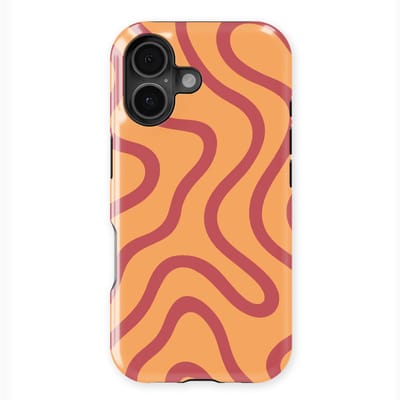 DripCase Curvy Lines Hoesje geschikt voor iPhone 16 | Backcover met Mag | Design Tough Case geschikt voor iPhone 16 Terracotta Twist