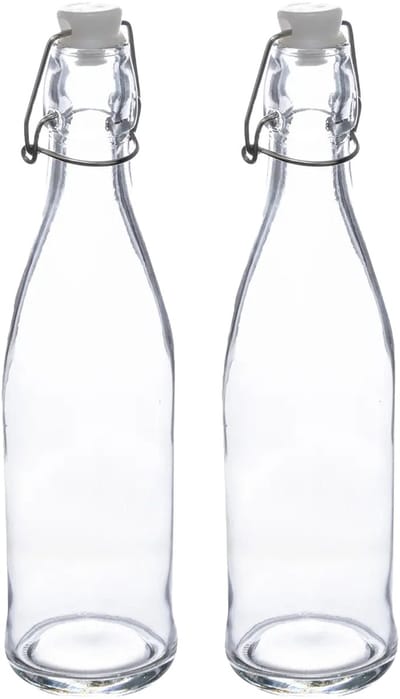 5Five Beugelfles/weckfles - 2x - glas - transparant - luchtdicht - 0.5 liter - waterfles - limonade