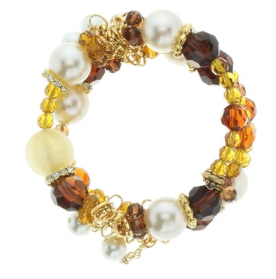 Behave - armband parels goudkleur amber - feestelijk en elegant