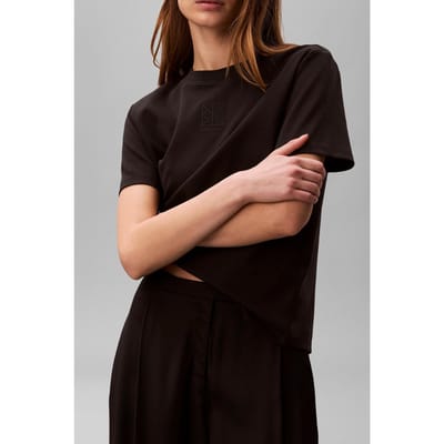 Calvin Klein Short Sleeve Luxury Cotton Interlock Tee Black Taglia: XS | Maglie Sportivi Outlet | Donna | Nero