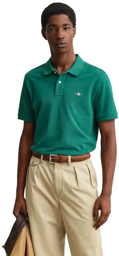 Gant Reg Shield Korte Mouw Poloshirt Groen L Man
