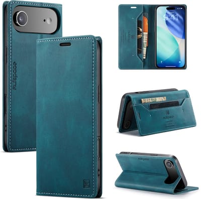 Luxe Flip Case met RFID Bescherming Kaarthouder en Magneetsluiting voor Apple iPhone Air _ Blauw