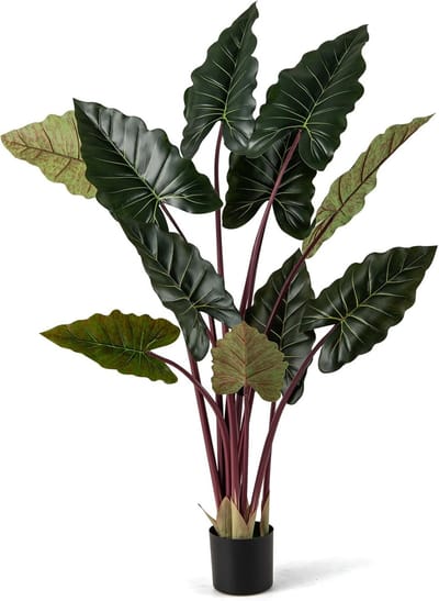 KOMFOTTEU Kunstplant 160 cm, kunstplant met 11 bladeren, kunstboom, kunstbloemenboom, decoratieve plant, groene planten in pot, decoratieve kamerplant voor thuis en kantoor