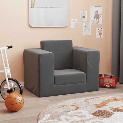 vidaXL - Kinderslaapbank - zacht - pluche - antracietkleurig