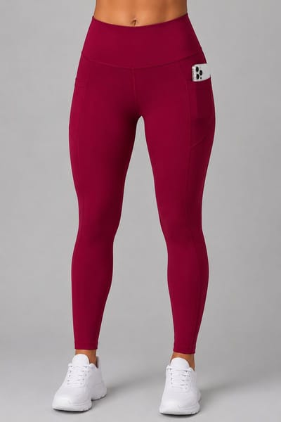 SparkNine Softflex zachte legging met zakken - dames sportlegging - comfy legging - S - rood - hoge taille - elastisch - zacht materiaal - comfortabel