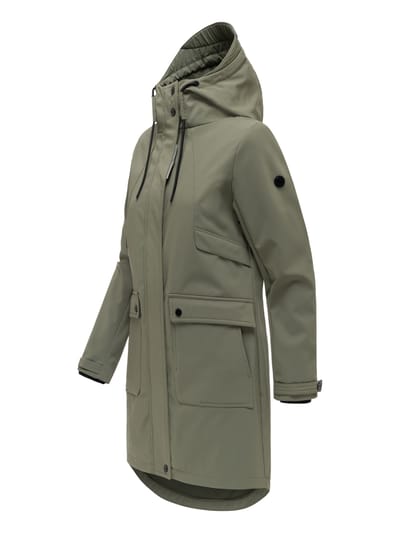Navahoo dames softshell tussenjas Morgennebel met capuchon