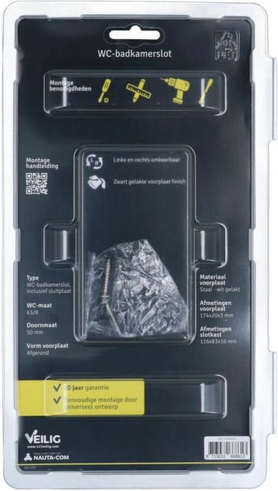 VEILIG badkamer/wc insteekslot 63/8 mm zwart