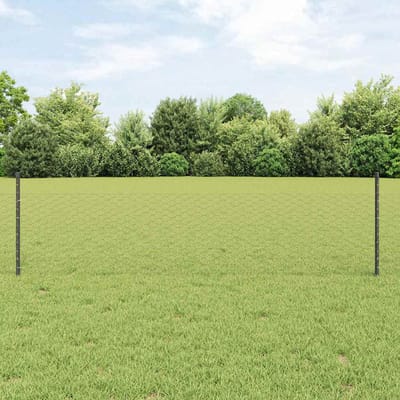 vidaXL - zeshoekig - gaasgek - met - palen - 25 - x - 0,5 - m - PVC-Coated - Staal - Grijs