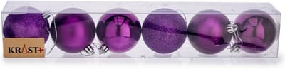 Krist+ kerstballen - 6x st - paars - kunststof - 6 cm - kerstversiering