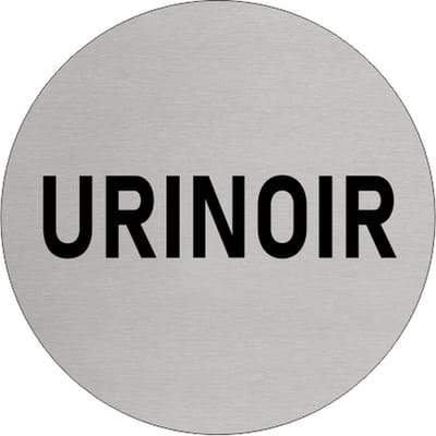 CombiCraft Aluminium Deurbordje 'URINOIR' Ø75mm met dubbelzijdig tape. Voor het aangeven van herentoilet met urinoir
